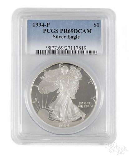 Silver American Eagle dollar, 1994-P, PCGS PR-69 DCAM.