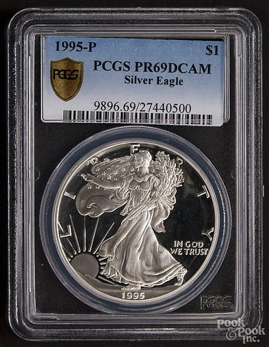 Silver American Eagle dollar, 1995-P, PCGS PR-69 DCAM.