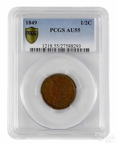 Half cent, 1849, PCGS AU-55.
