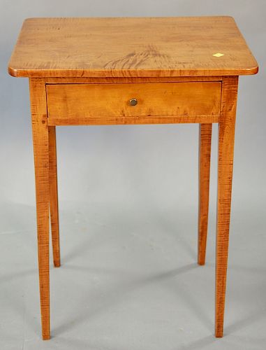 Two figured maple one drawer stands, circa 1800. ht. 29 in., & ht. 28 in.