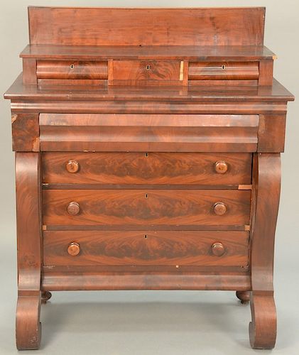 Three over four drawer Empire mahogany chest having gallery back. ht. 53 1/2 in., wd. 42 in., dp. 20 in. Provenance: Estate of Peggy...
