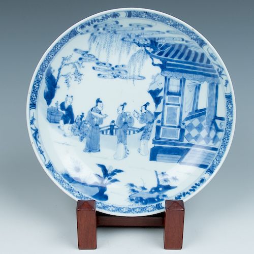BLUE AND WHITE FIGURAL DISH, YONGZHENG MARK AND PERIOD