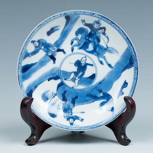 SMALL BLUE AND WHITE SAUCER DISH, KANGXI PERIOD