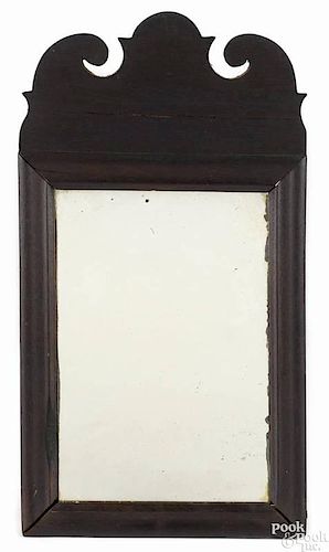 Queen Anne mahogany courting mirror, 18th c., 13 1/2'' x 7 1/2''.