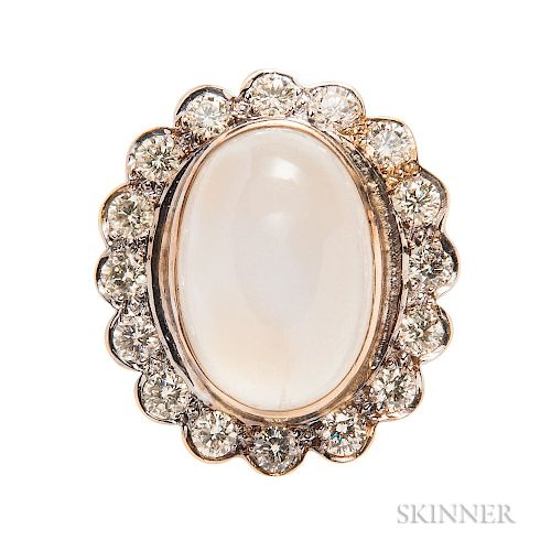 18kt Gold, Moonstone, and Diamond Ring