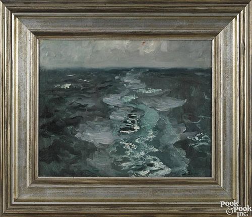 Frits Thaulow (Norwegian/French/Dutch 1847-1906), oil on canvas impressionist ocean scene