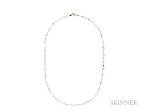 18kt White Gold and Rose-cut Diamond Necklace