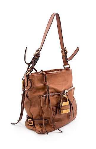 A Chloe Brown Paddington Shoulder Bag, 11.75" H x 11.75" W x 5.25" D; Strap drop: 11.5".