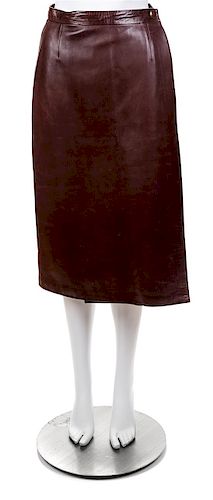 An Hermès Brown Sheepskin Wrap Skirt, Size 40.