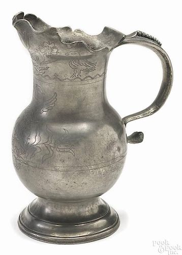 French pewter water pitcher, early 18th c.