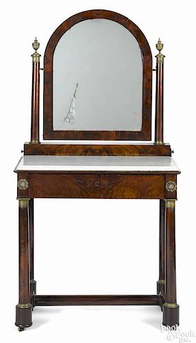 Louis-Philippe mahogany dressing table, ca. 1840, with ormolu mounts and a single drawer, 63'' h.