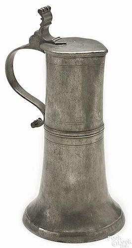French pewter flagon, 18th/19th c., bearing the touch of Jacques Frederic Borst, Strasbourg, 13'' h.