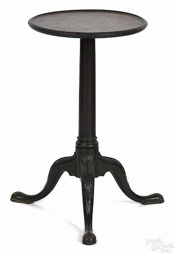 George II mahogany candlestand, ca. 1760, with acanthus carved cabriole legs, 26 3/4'' h.