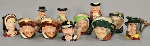 Eleven piece group to include a group of ten Royal Doulton mugs, Happy John, Winston Churchill, Catherine of Aragon, Pied Piper, Doc...