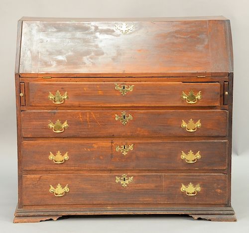 Chippendale cherry slant front desk, 18th century (feet cut). ht. 38 1/2 in., wd. 42 in.