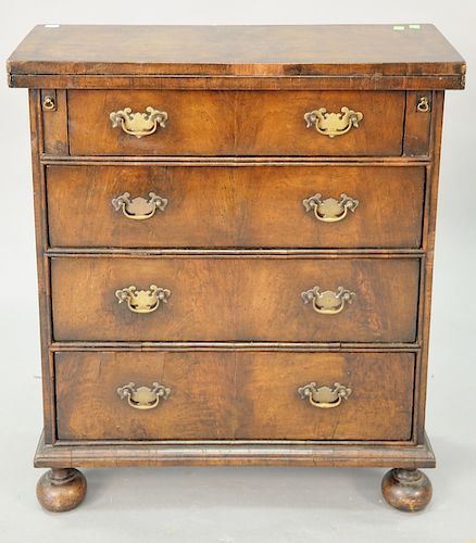 Mahogany chest with flip open top over four drawers. ht. 31 in., top: 11 1/2" x 21"