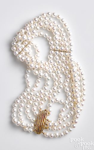 Akoya five-strand pearl necklace