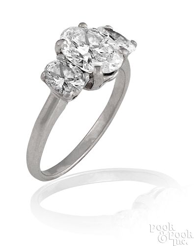Platinum three-stone diamond ring