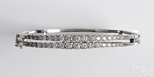 14K white gold diamond bangle bracelet