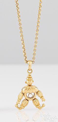 18K yellow gold Chopard clown pendant necklace