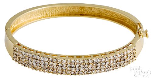 14K yellow gold diamond bangle bracelet