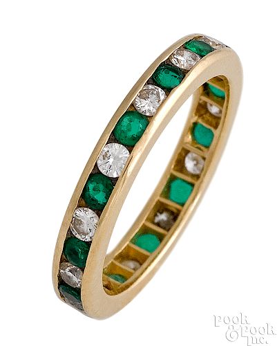 18K gold Tiffany & Co. emerald diamond band