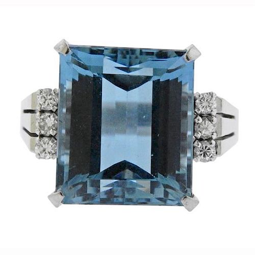 Platinum Diamond 15.84Ct Blue Stone Filigree Ring