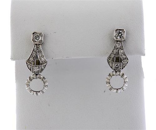 Art Deco 18K Gold Diamond Earrings Setting