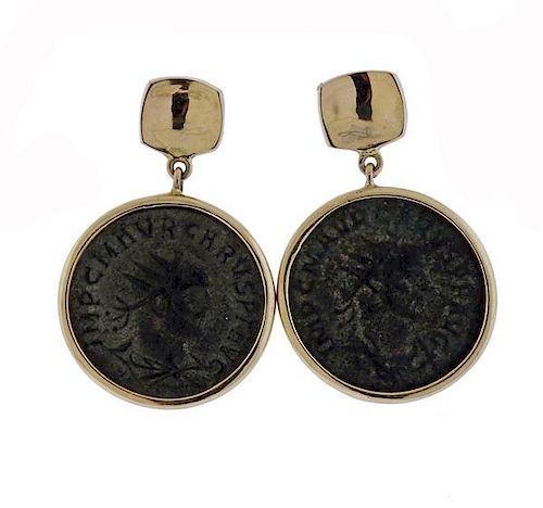 18K Gold Ancient Coin Earrings
