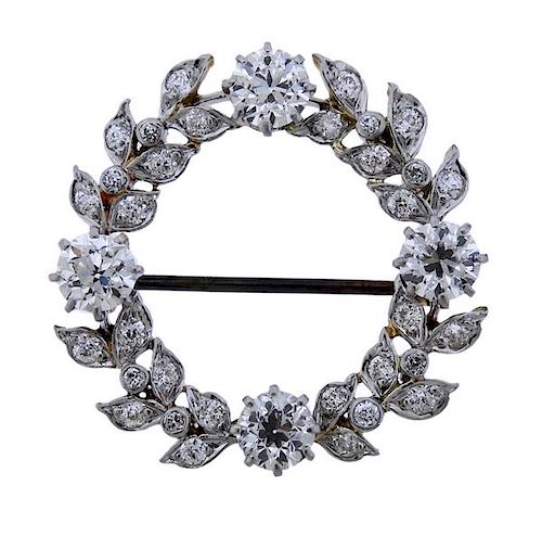 Attributed to Tiffany &amp; Co Gold Platinum Diamond Brooch