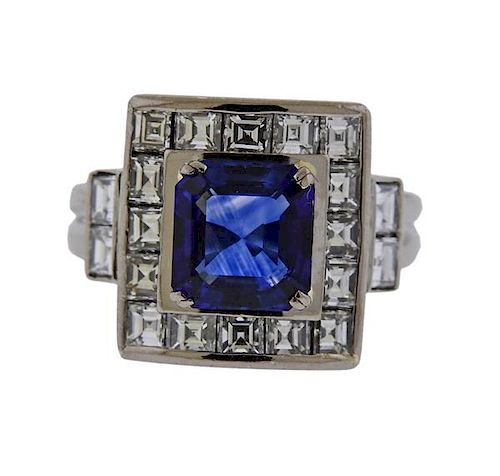 Certified 2.65ct Sapphire 14k Gold Diamond Ring 