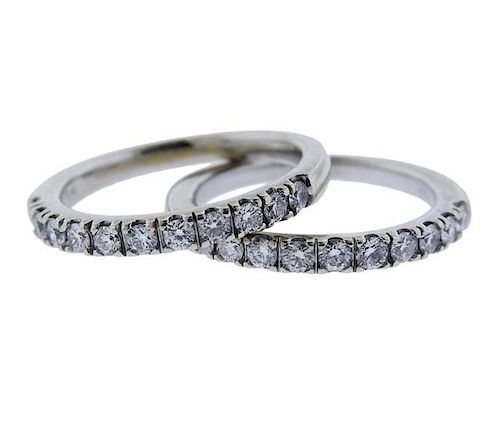 14K Gold Diamond Half Band Wedding Ring Lot of 2