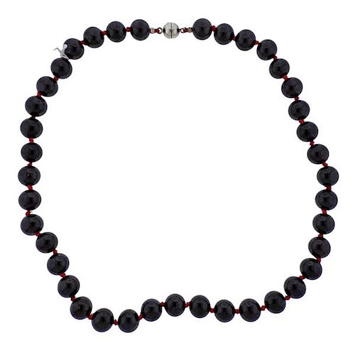 Red Stone Bead Necklace