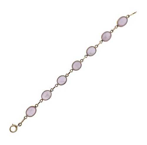 Tiffany &amp; Co 14K Gold Pink Stone Bracelet