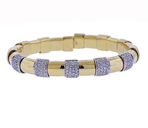 18K Gold Diamond Flexible Cuff Bracelet