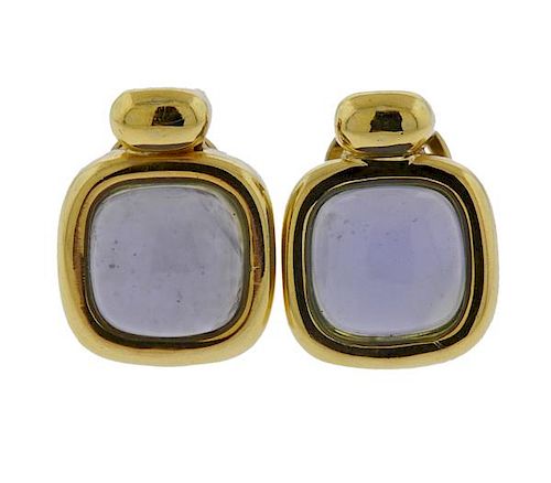 18K Gold Chalcedony Earrings