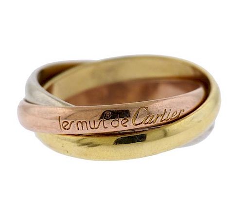 Cartier Trinity 18k Tri Color Gold Band Ring Sz 63