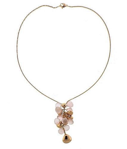 Marco Bicego 18k Gold Rose Quartz Pendant Necklace