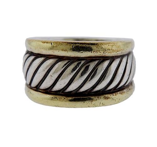 David Yurman 14K Gold Silver Cable Band Ring