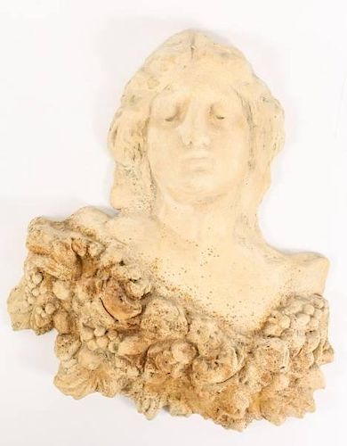 Figural Wall Plaque of Young Woman, Signed
