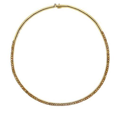 H. Stern 18K Gold Diamond Gemstone Collar Necklace