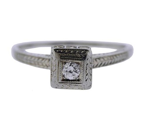 Art Deco 18k Gold Diamond Ring 