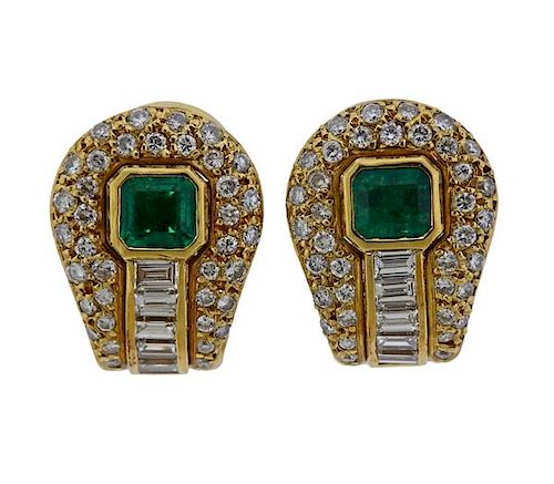 Amaya 18K Gold Diamond Green Stone Earrings