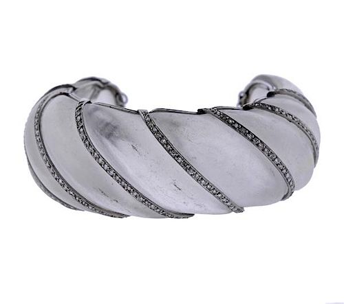 Platinum Diamond Frosted Crystal Cuff Bracelet