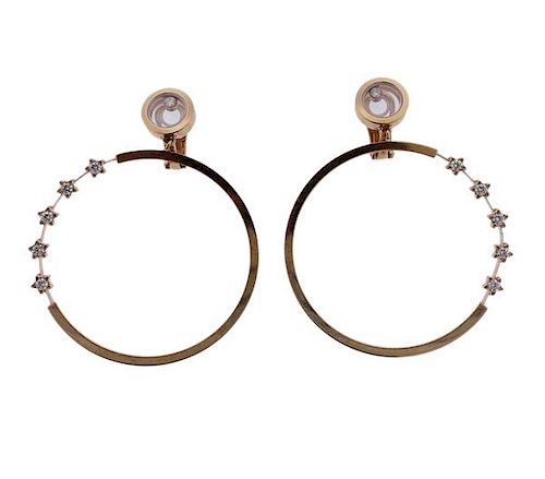 Chopard Happy Diamonds 18K Gold Diamond Hoop Drop Earrings