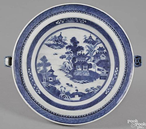 Chinese export porcelain Nanking warming dish, 19th c., 9 1/2'' dia.