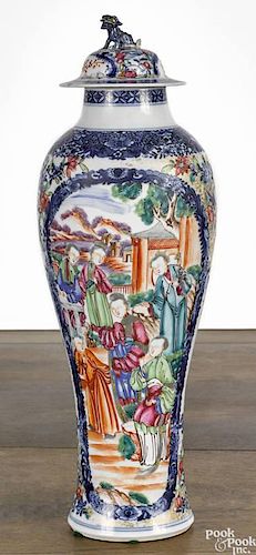 Chinese mandarin palette porcelain garniture vase and cover, early 19th c., 14 3/4'' h.