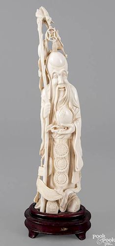 Chinese carved ivory scholar, ca. 1900, 12 3/4'' h.