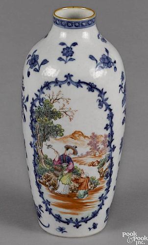 Chinese export famille rose porcelain vase, 19th c., both sides with figures in a country landscape