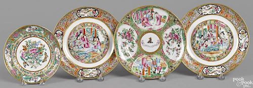 Chinese export rose medallion armorial plate, 19th c., 8'' dia.
